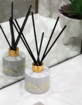 Gold Spotted White Bottle Diffuser, "Lily Of The Valley" Aroma
